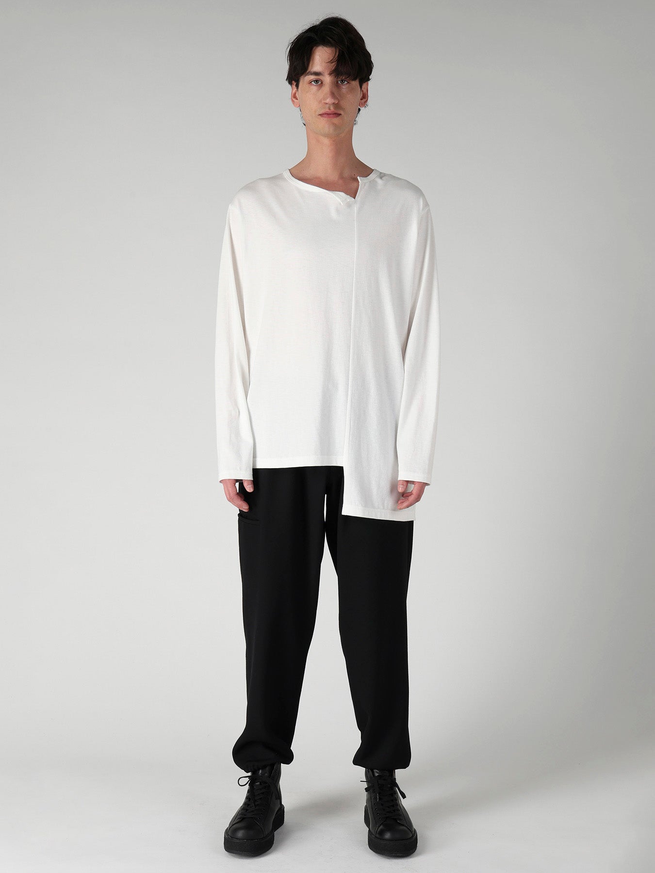 SUPIMA COTTON SINGLE JERSEY UNBALANCED HEM LONG SLV PO