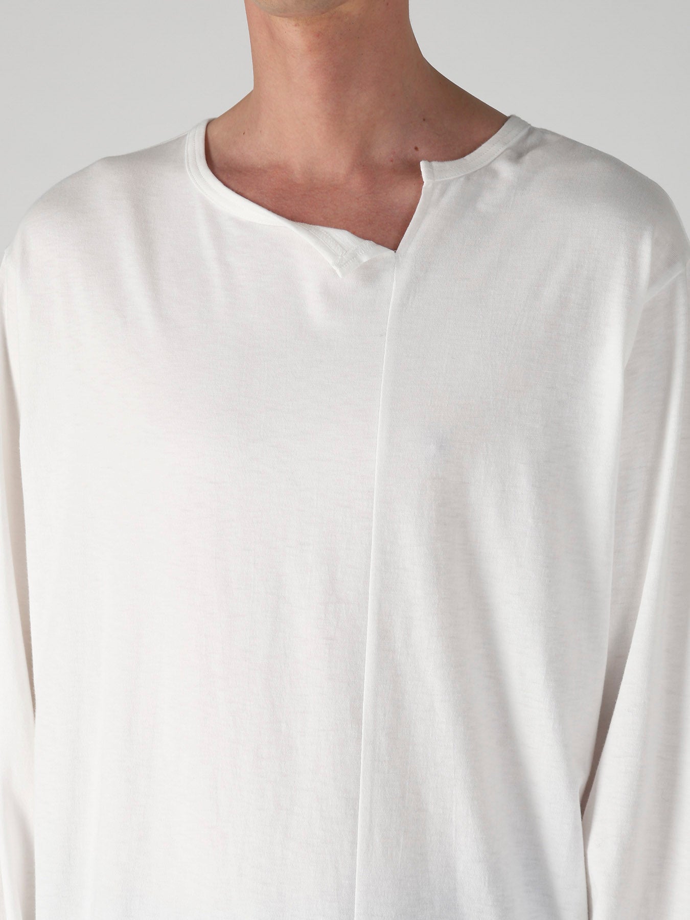 SUPIMA COTTON SINGLE JERSEY UNBALANCED HEM LONG SLV PO