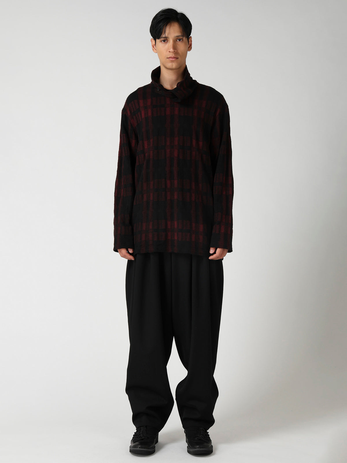 CW PLAID JQ TAB COLLAR HIGH NECK PO
