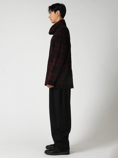 CW PLAID JQ TAB COLLAR HIGH NECK PO