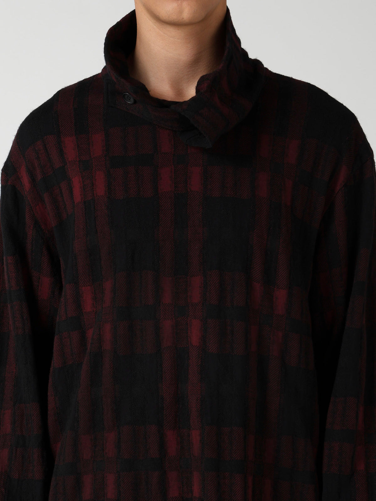 CW PLAID JQ TAB COLLAR HIGH NECK PO