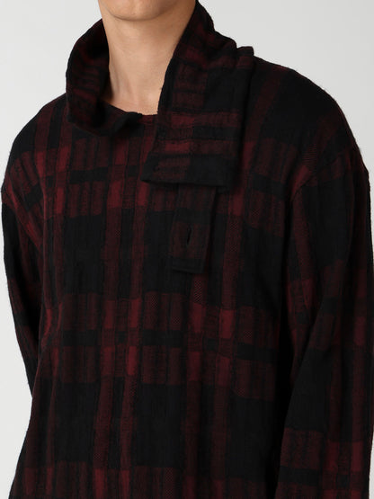 CW PLAID JQ TAB COLLAR HIGH NECK PO
