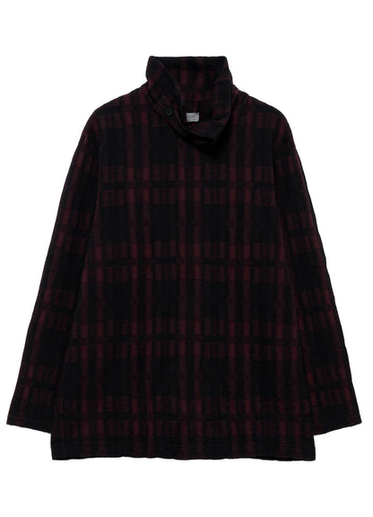 CW PLAID JQ TAB COLLAR HIGH NECK PO