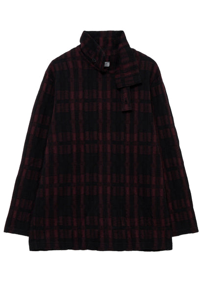 CW PLAID JQ TAB COLLAR HIGH NECK PO