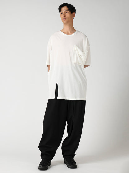 HARD TWISTED SINGLE JERSEY  POCKET HEM SLIT SHORT SLEEVE T