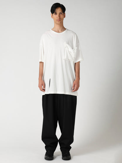 HARD TWISTED SINGLE JERSEY  POCKET HEM SLIT SHORT SLEEVE T