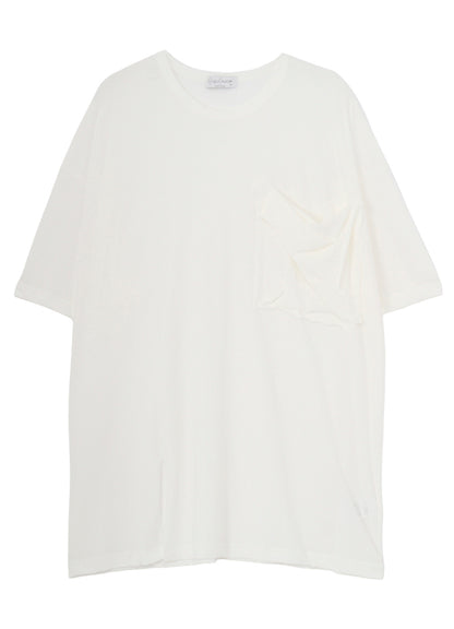 HARD TWISTED SINGLE JERSEY  POCKET HEM SLIT SHORT SLEEVE T