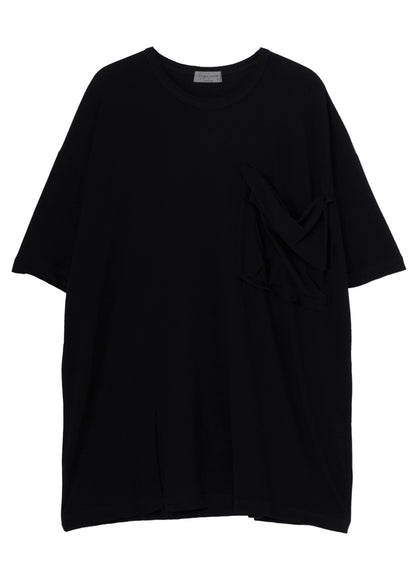 HARD TWISTED SINGLE JERSEY  POCKET HEM SLIT SHORT SLEEVE T