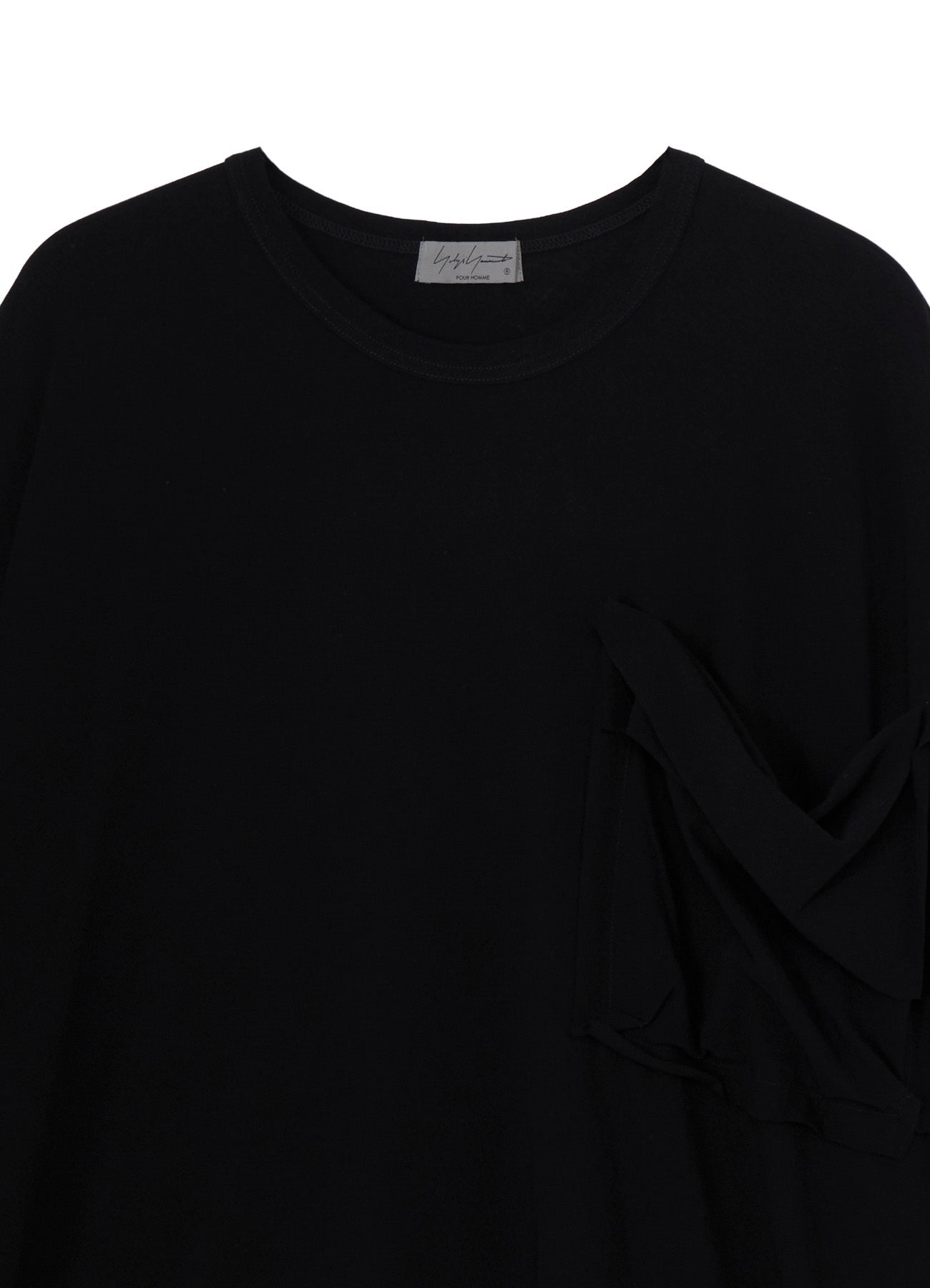 HARD TWISTED SINGLE JERSEY  POCKET HEM SLIT SHORT SLEEVE T