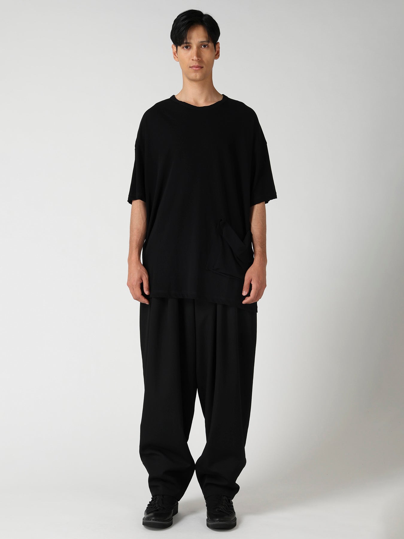 HARD TWISTED SINGLE JERSEY  POCKET SIDE SLIT SHORT SLEEVE T