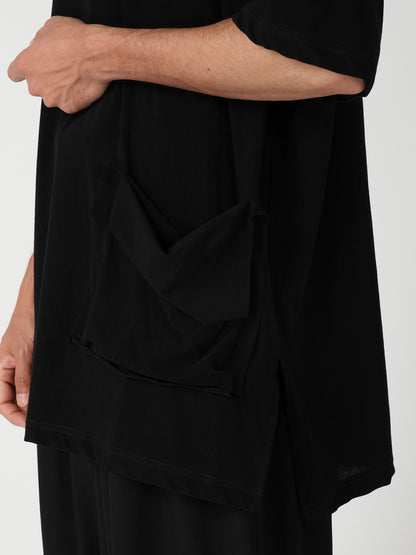 HARD TWISTED SINGLE JERSEY  POCKET SIDE SLIT SHORT SLEEVE T