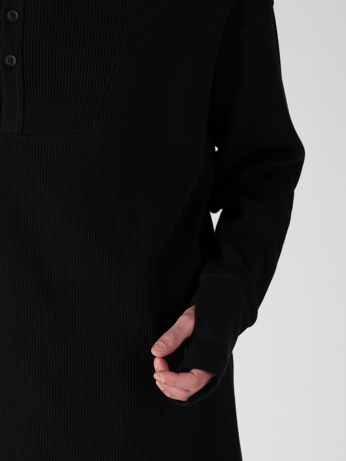 WAFFLE THUMBHOLE LONG SLEEVE HOODIE