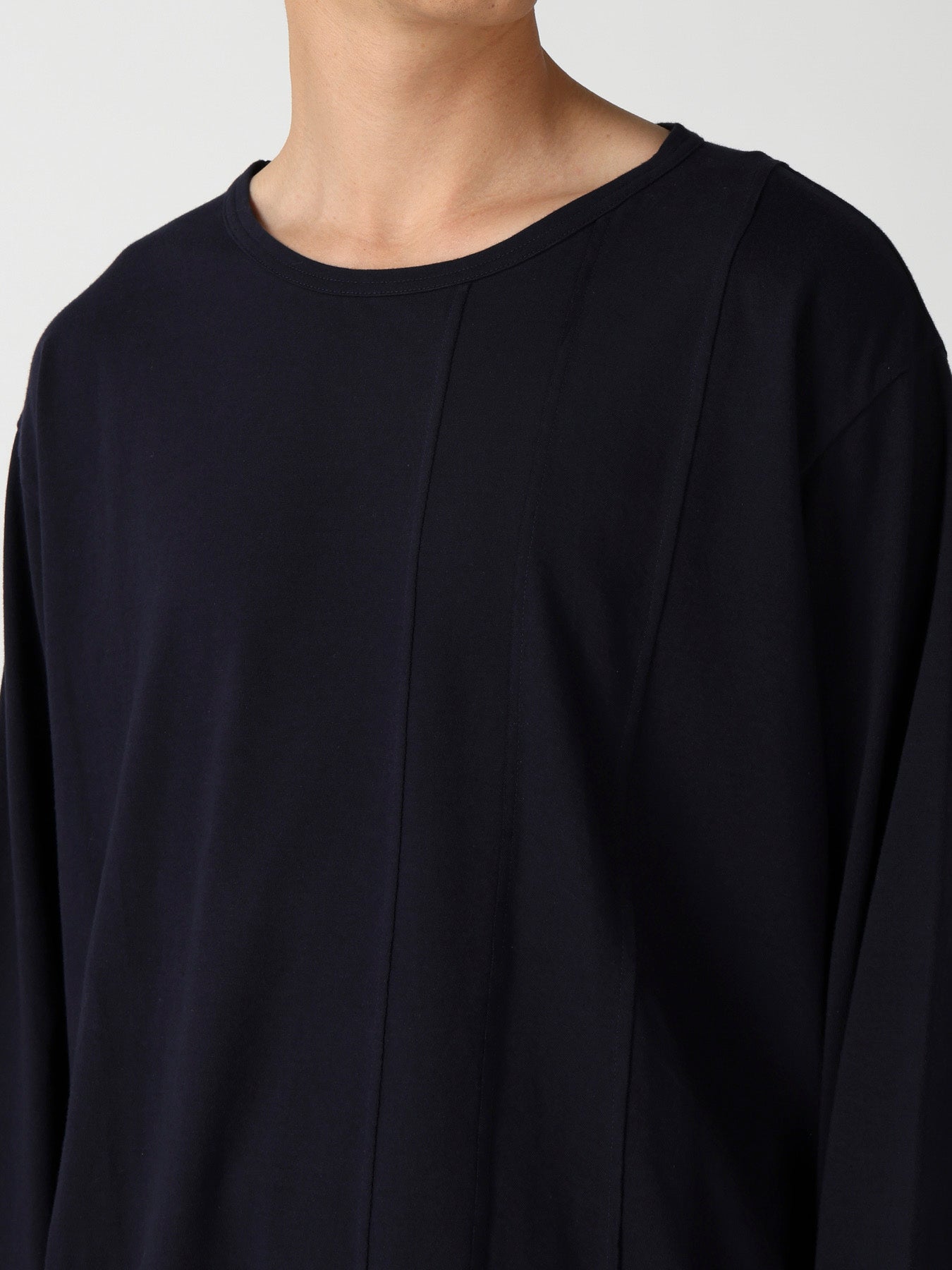 SOFT SINGLE JERSEY RE VERTICAL PANEL LONG SLEEVE T
