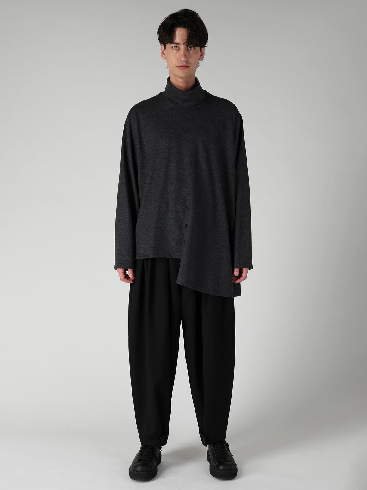 MILLED SINGLE JERSEY RE DIAGONAL HIGH NECK LONG SLEEVE