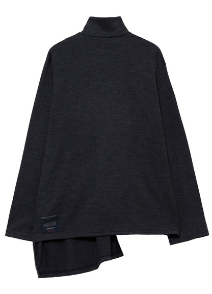MILLED SINGLE JERSEY RE DIAGONAL HIGH NECK LONG SLEEVE