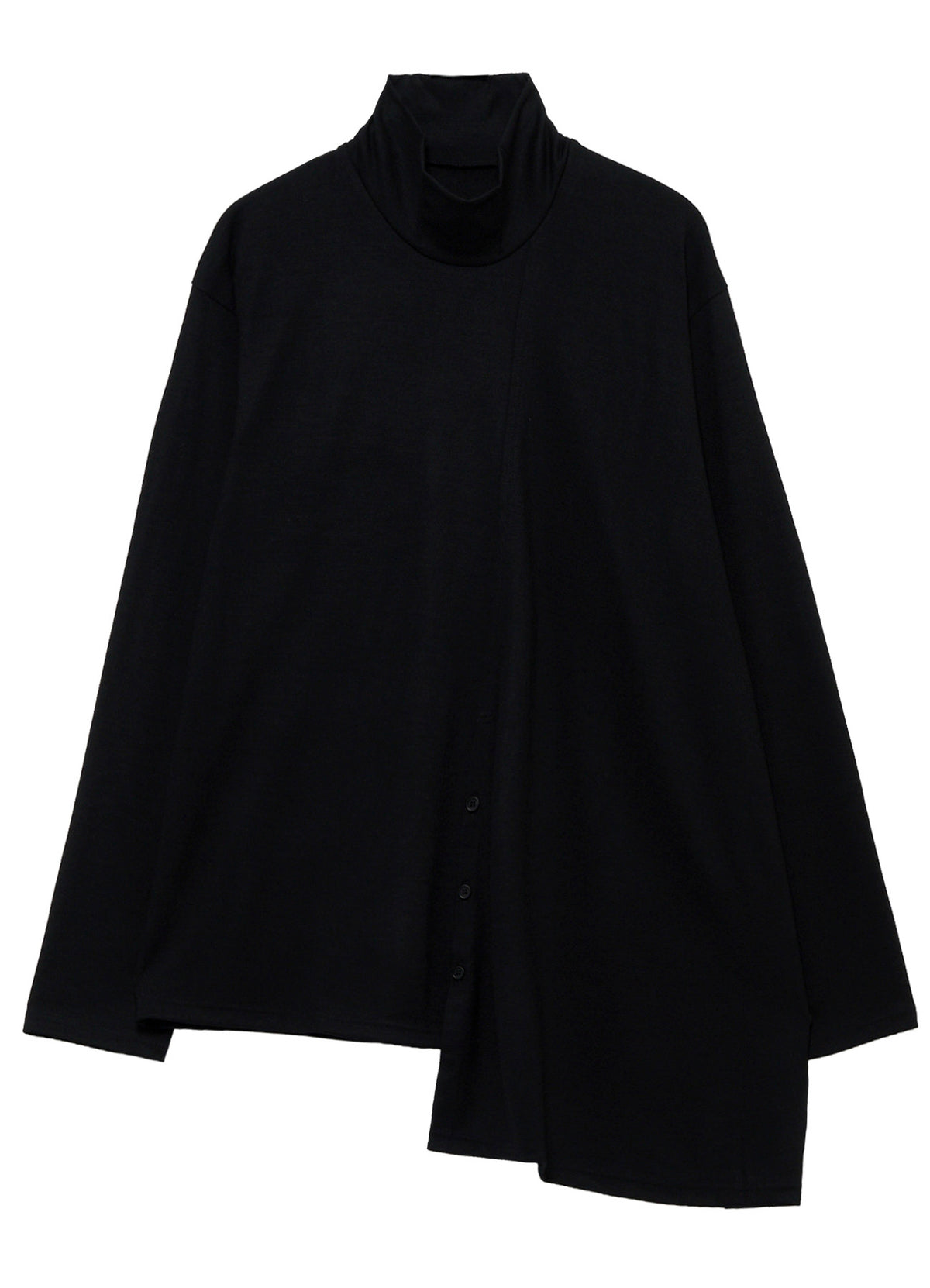 MILLED SINGLE JERSEY RE DIAGONAL HIGH NECK LONG SLEEVE