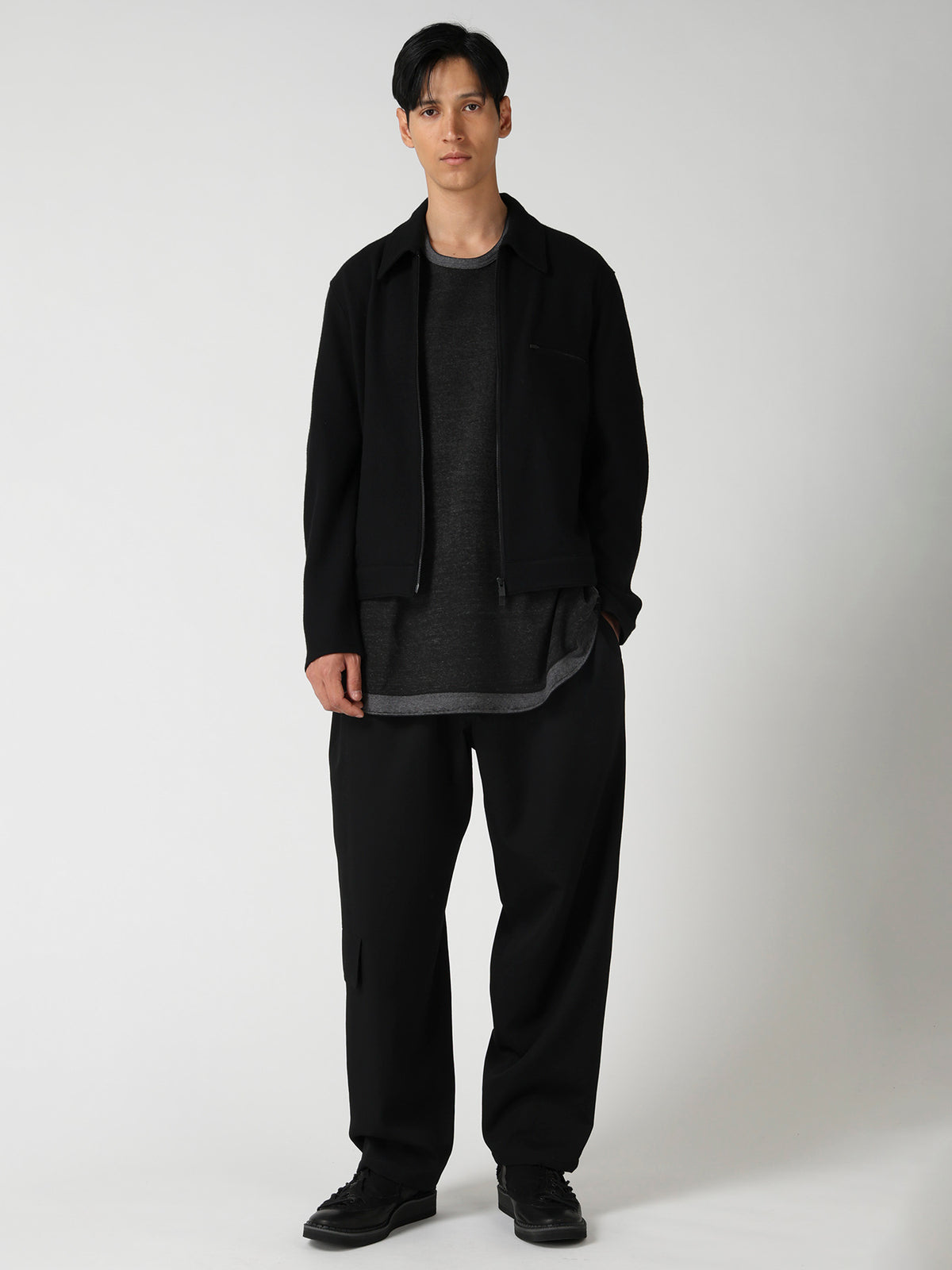 WOOL COMBED YARN SINGLE JERSEY RE ZIP BLOUSON