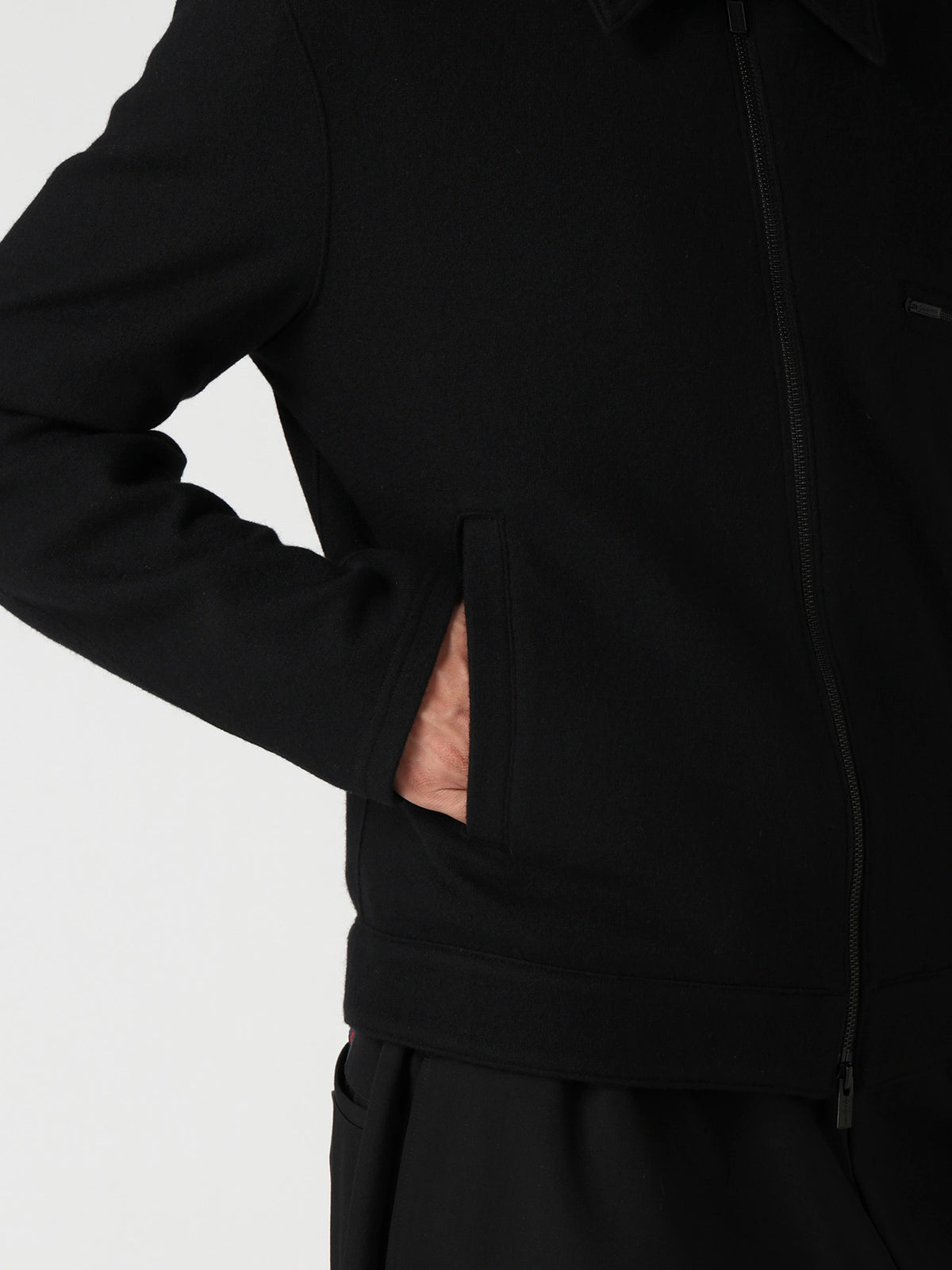 WOOL COMBED YARN SINGLE JERSEY RE ZIP BLOUSON