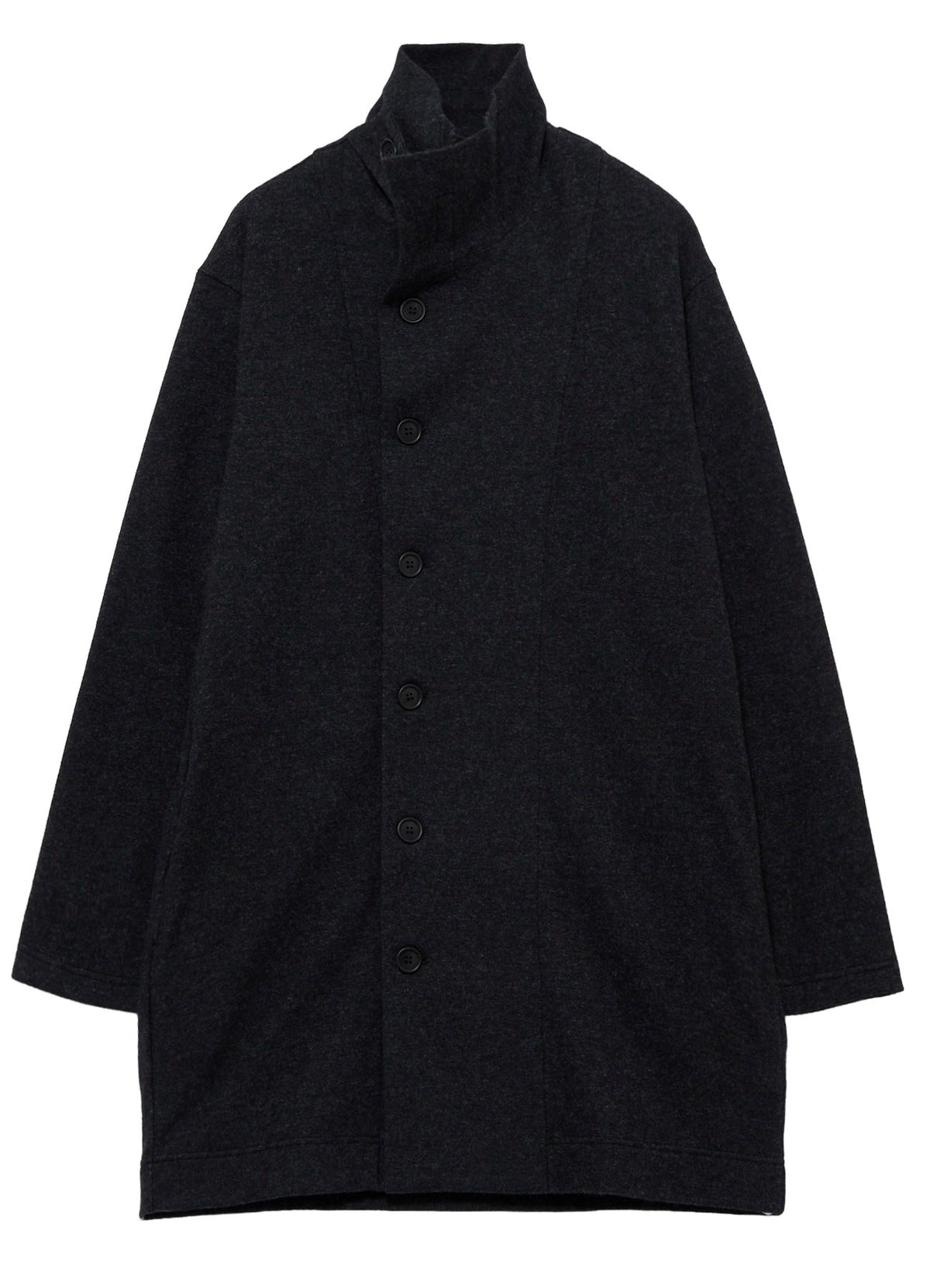WOOL COMBED YARN SINGLE JERSEY RE HIGH NECK LONG COAT