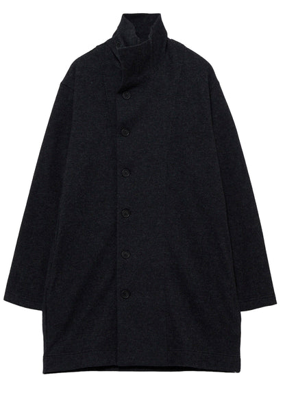 WOOL COMBED YARN SINGLE JERSEY RE HIGH NECK LONG COAT