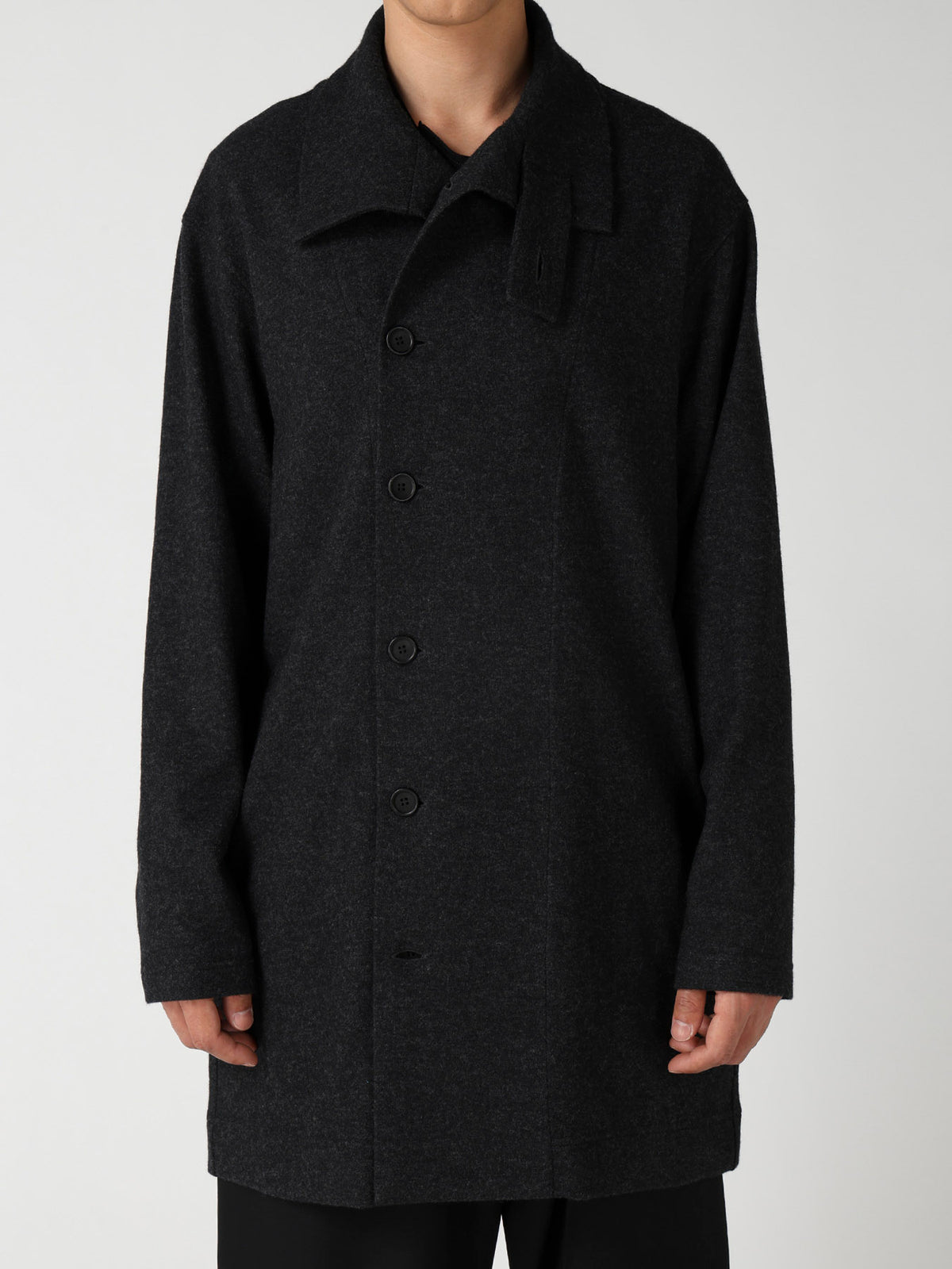 WOOL COMBED YARN SINGLE JERSEY RE HIGH NECK LONG COAT
