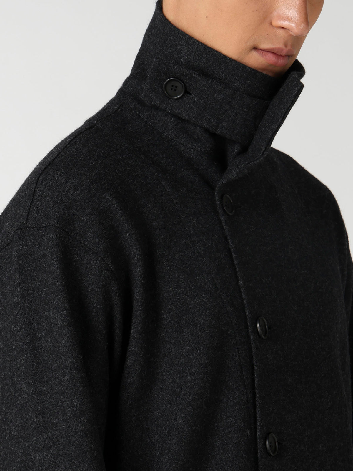 WOOL COMBED YARN SINGLE JERSEY RE HIGH NECK LONG COAT
