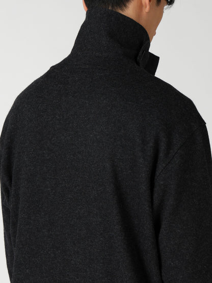 WOOL COMBED YARN SINGLE JERSEY RE HIGH NECK LONG COAT