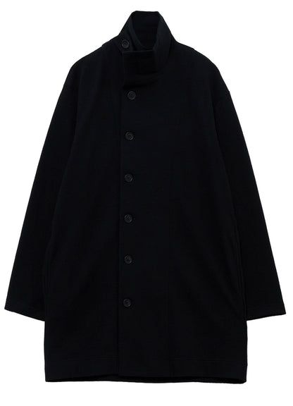 WOOL COMBED YARN SINGLE JERSEY RE HIGH NECK LONG COAT