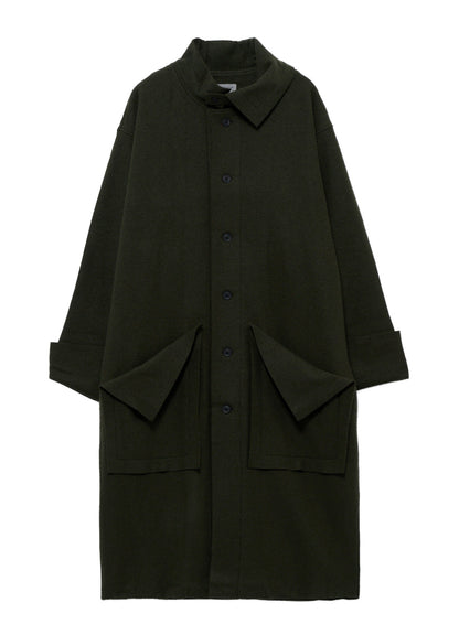 WOOL RING SOFT TAB DESIGN COLLAR COAT