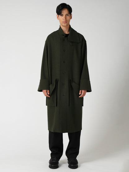WOOL RING SOFT TAB DESIGN COLLAR COAT