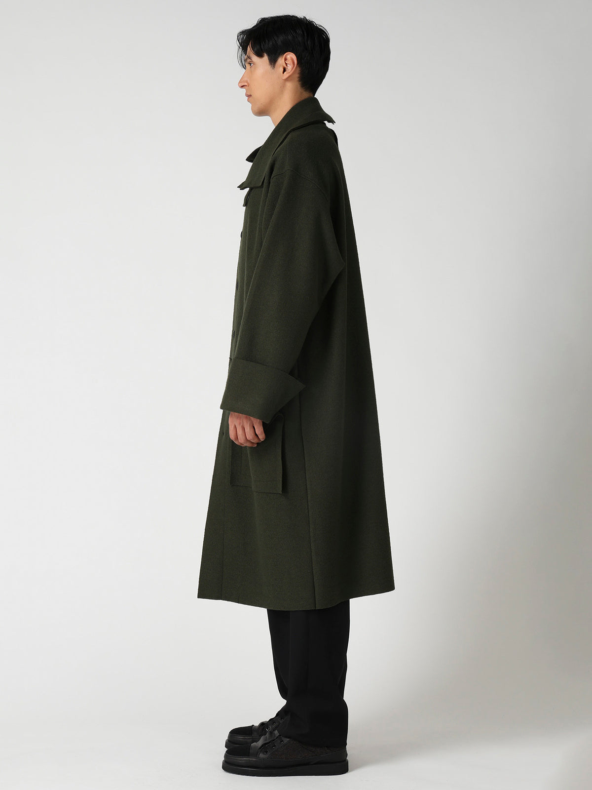 WOOL RING SOFT TAB DESIGN COLLAR COAT