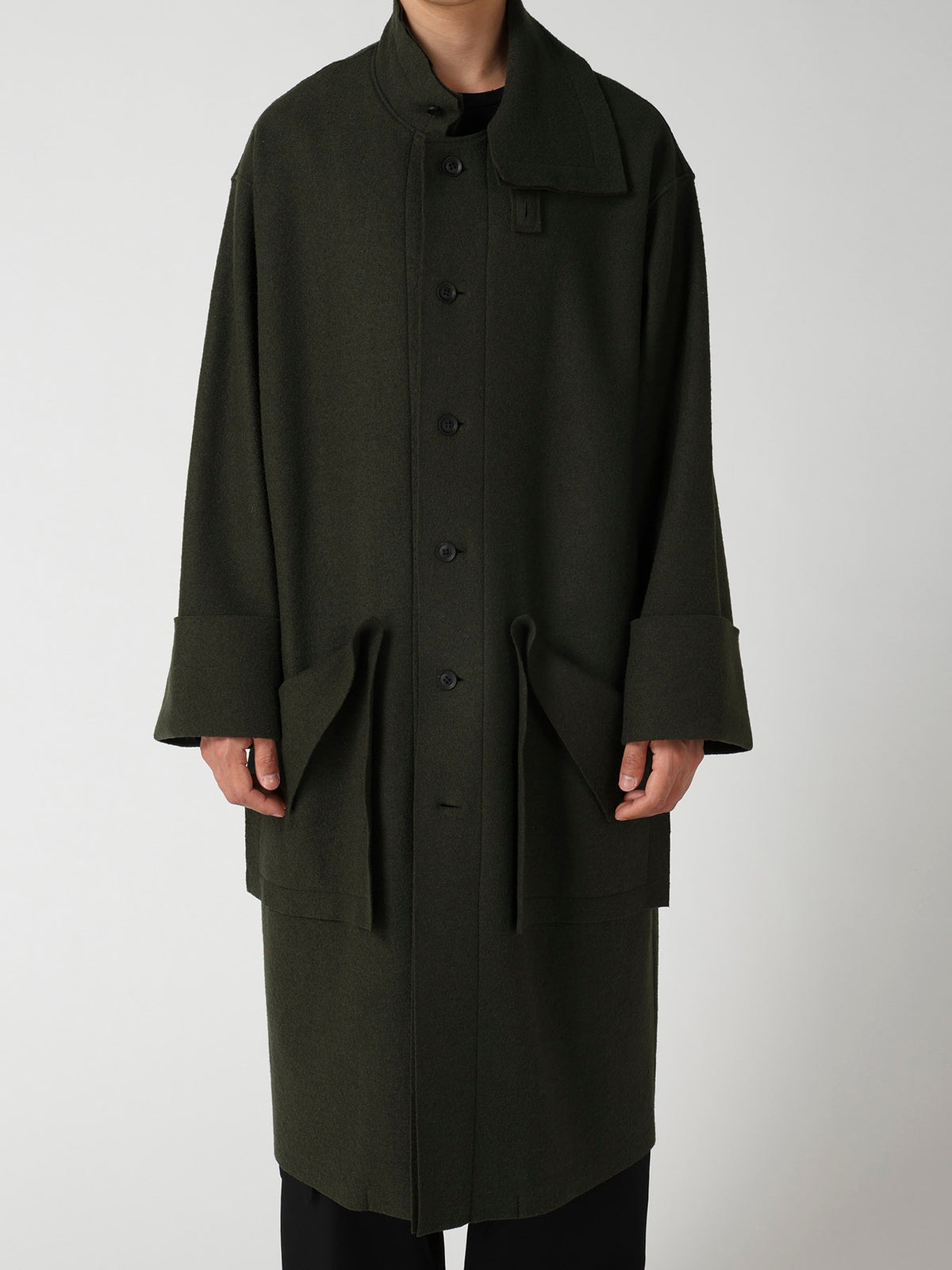 WOOL RING SOFT TAB DESIGN COLLAR COAT
