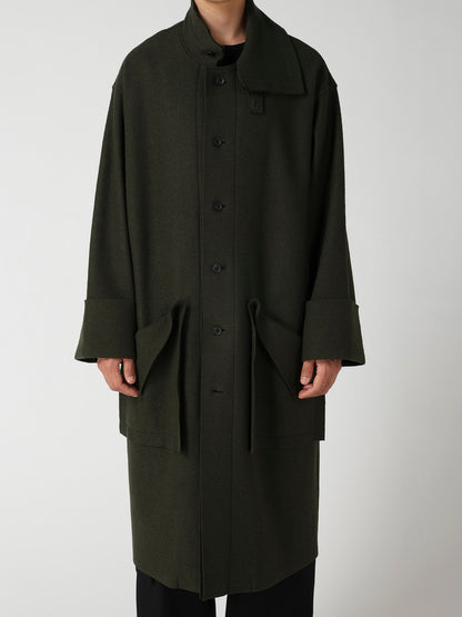 WOOL RING SOFT TAB DESIGN COLLAR COAT