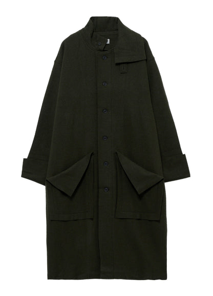 WOOL RING SOFT TAB DESIGN COLLAR COAT