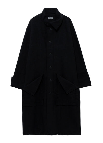 WOOL RING SOFT TAB DESIGN COLLAR COAT