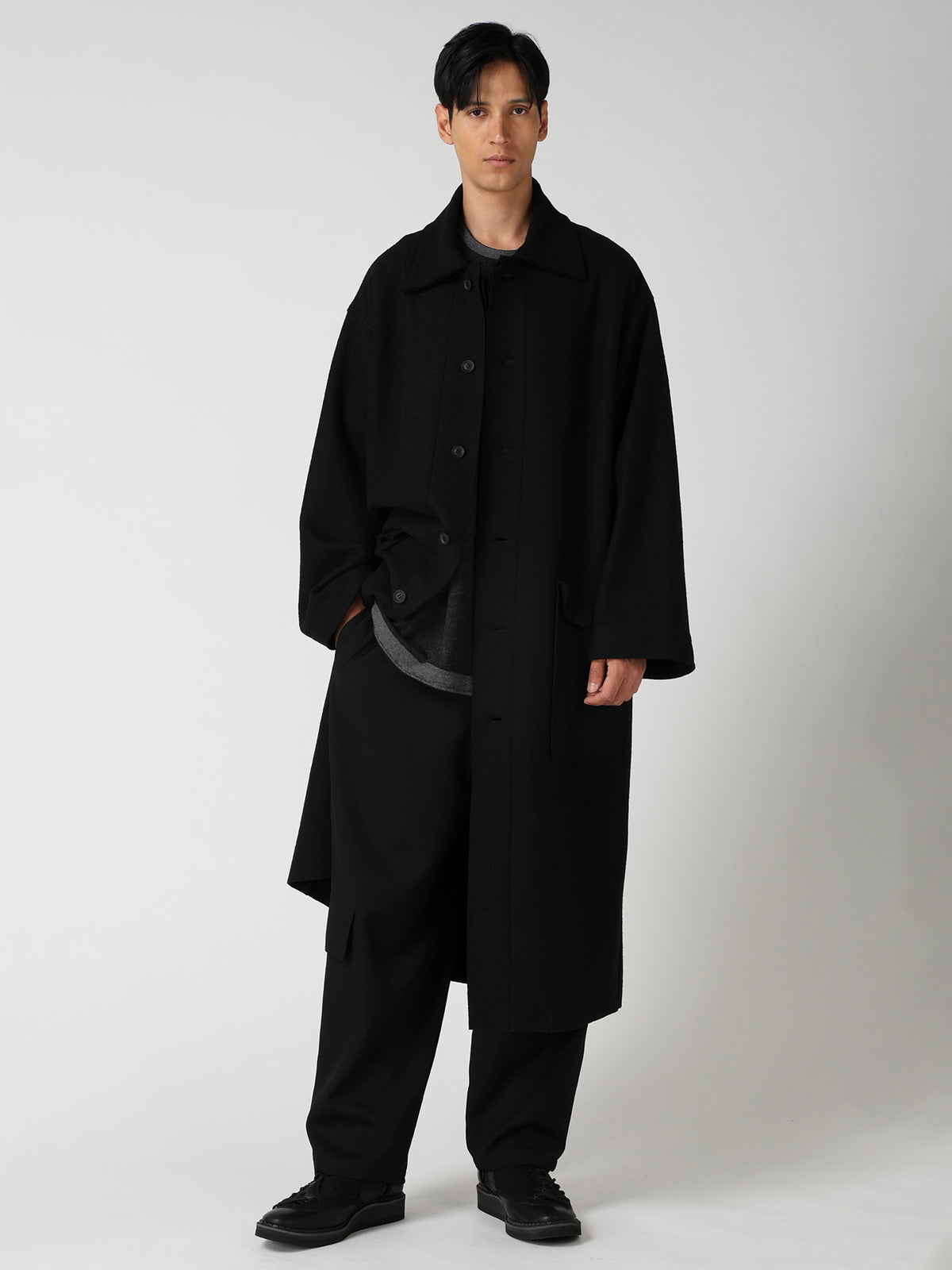 WOOL RING SOFT STAND COLOR COAT