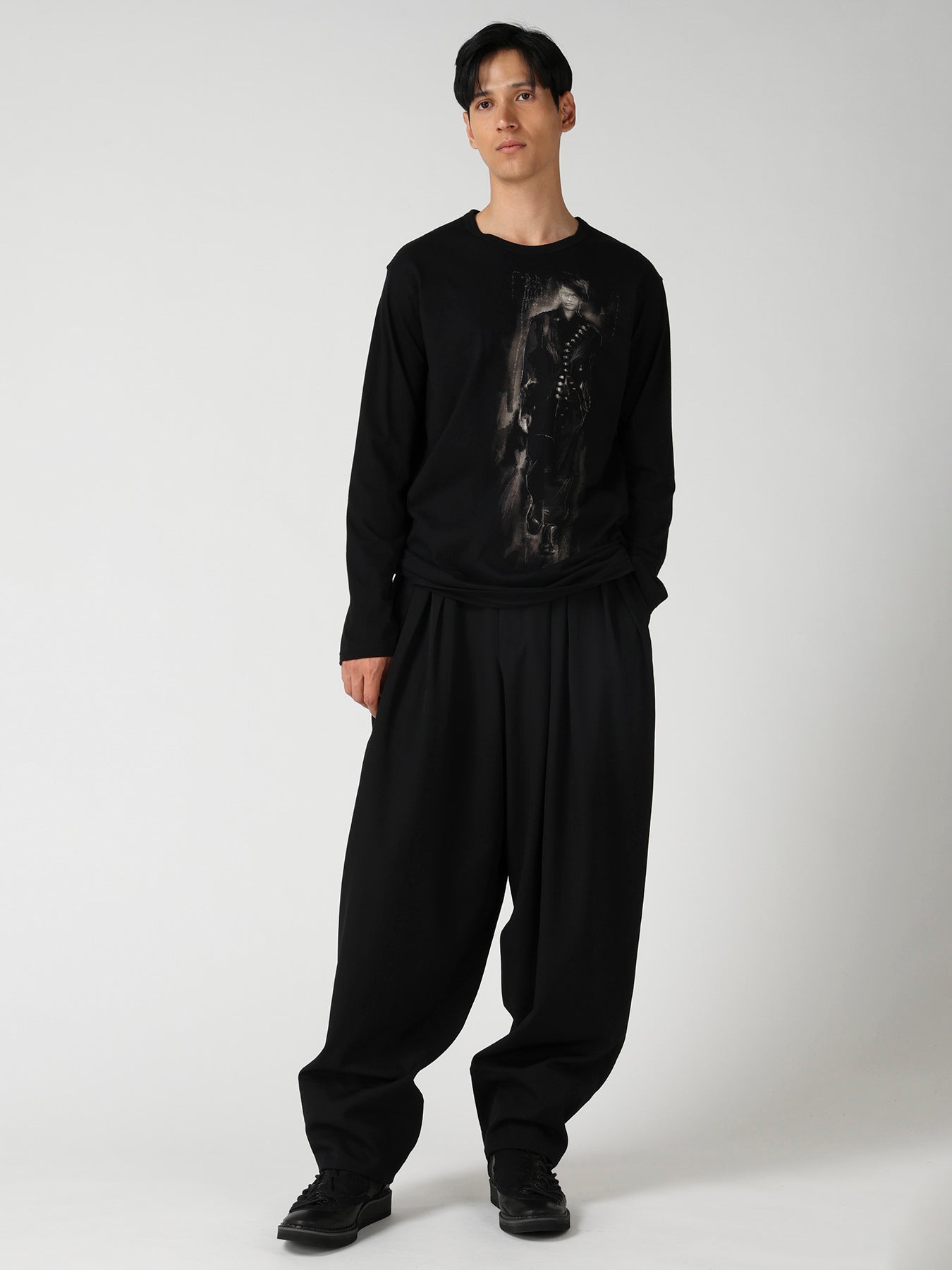 COTTON SINGLE JERSEY ROUND NECK LONG SLV/ PT-A – THE SHOP YOHJI