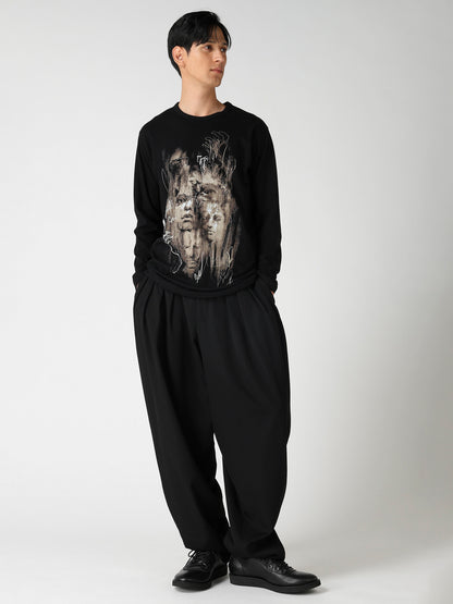 COTTON SINGLE JERSEY ROUND NECK LONG SLV/ PT-B