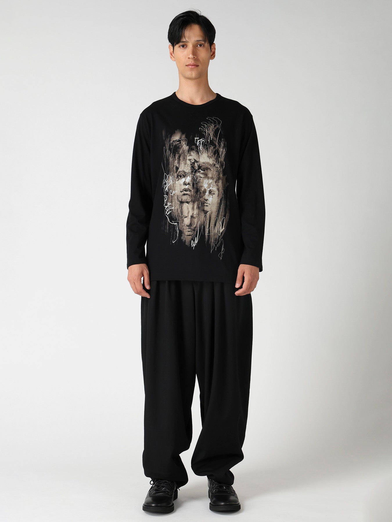 COTTON SINGLE JERSEY ROUND NECK LONG SLV/ PT-B