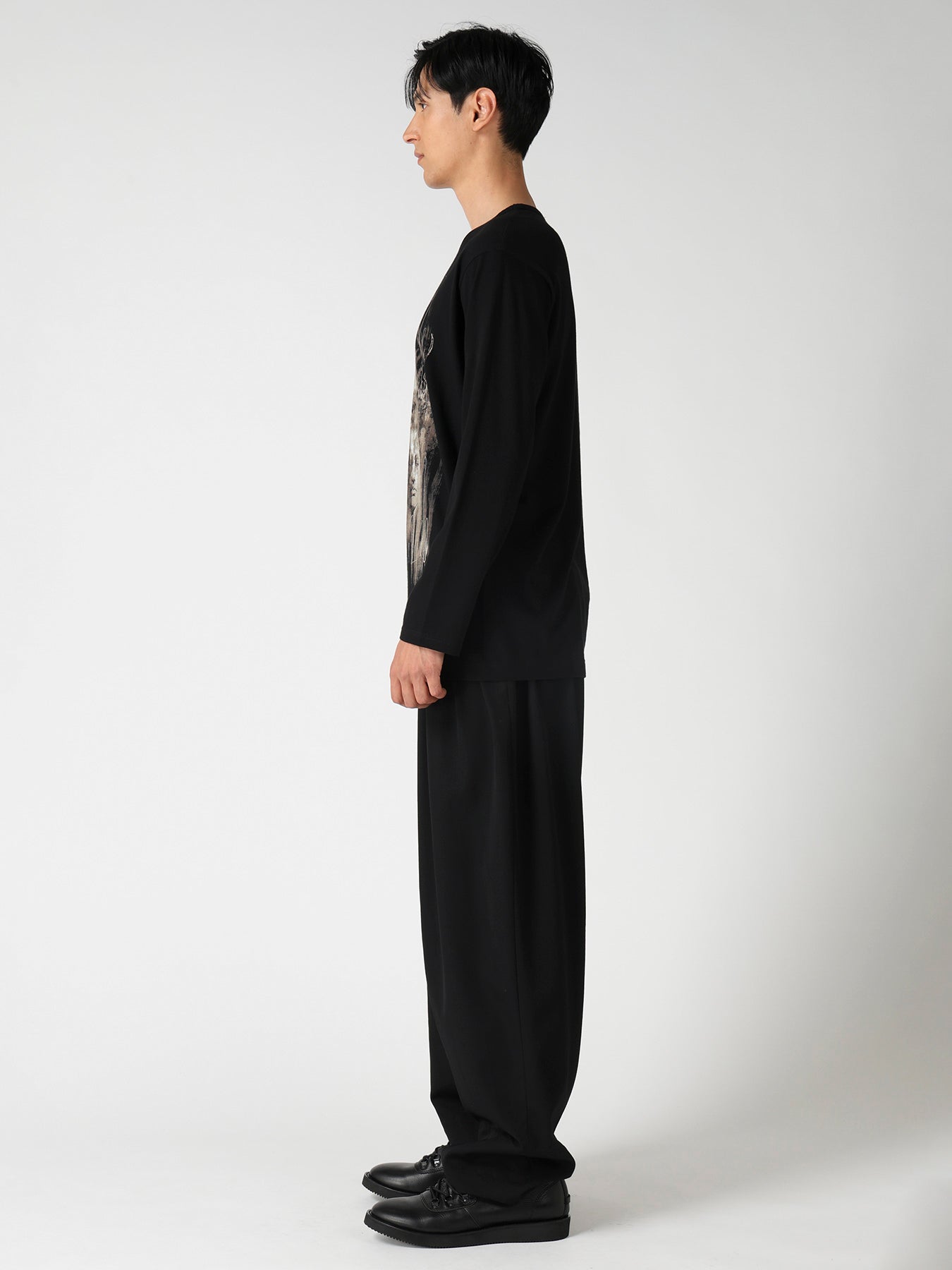 COTTON SINGLE JERSEY ROUND NECK LONG SLV/ PT-B