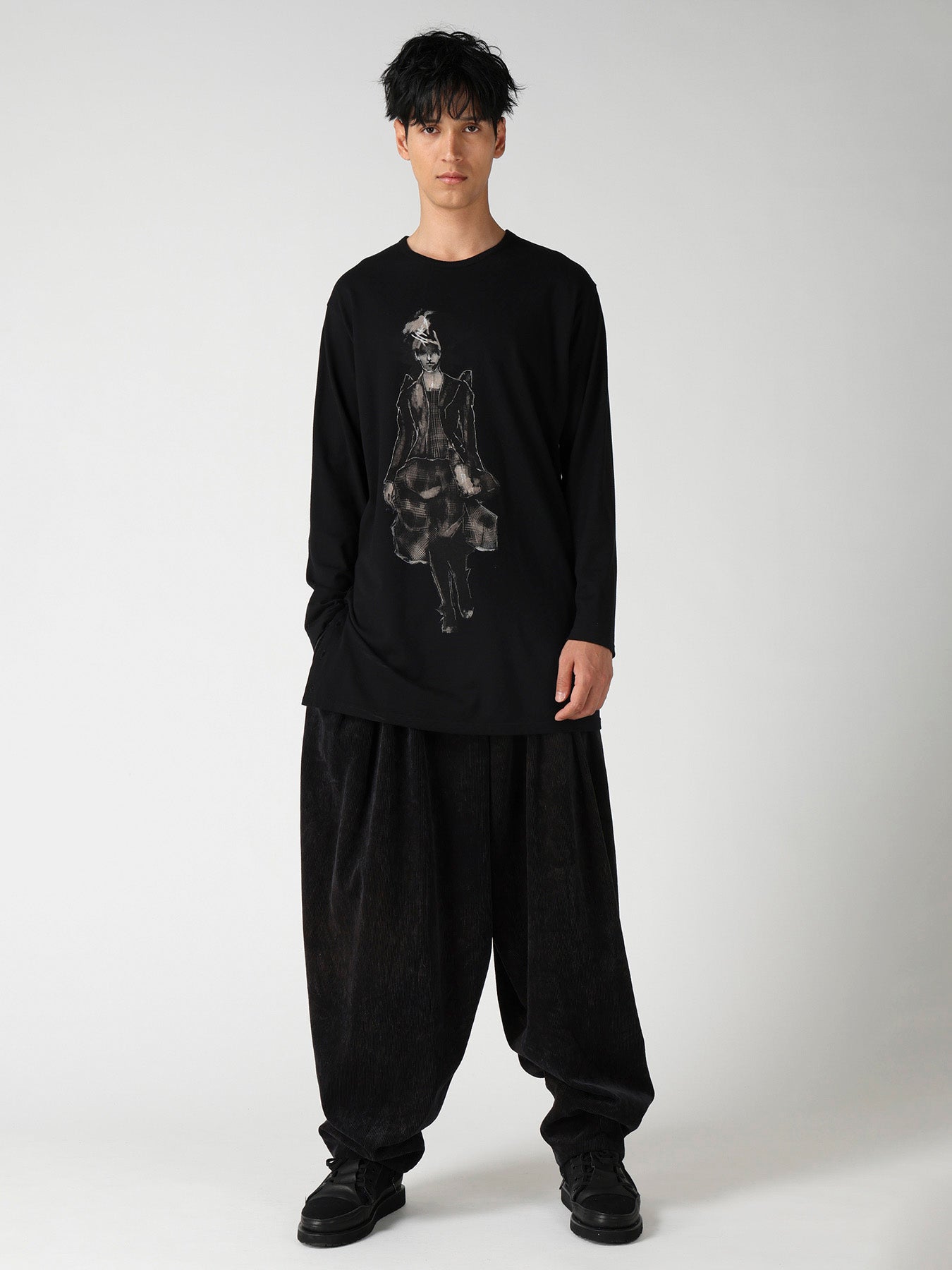 COTTON SINGLE JERSEY SIDE SLIT LONG SLEEVE PT