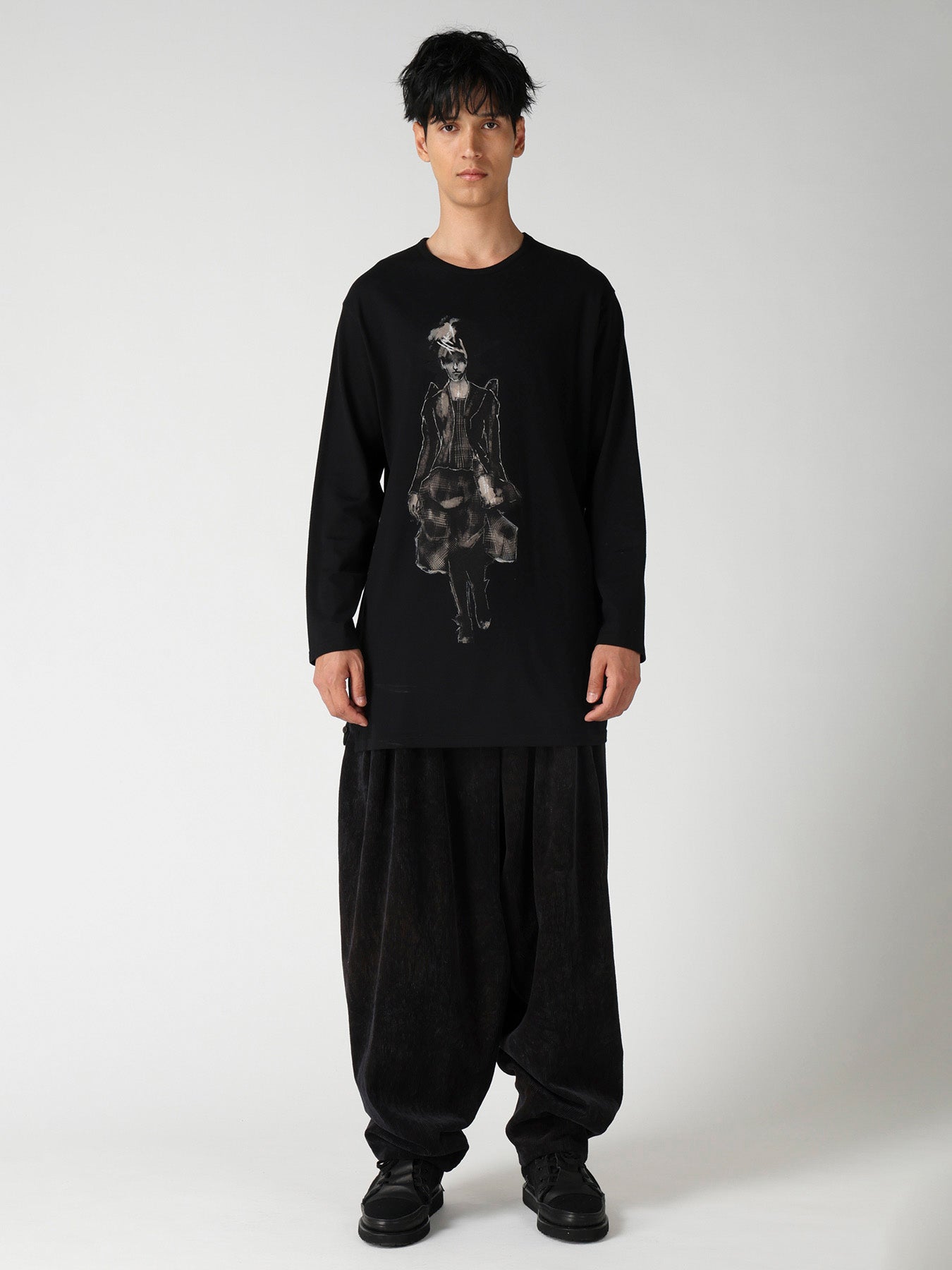 COTTON SINGLE JERSEY SIDE SLIT LONG SLEEVE PT