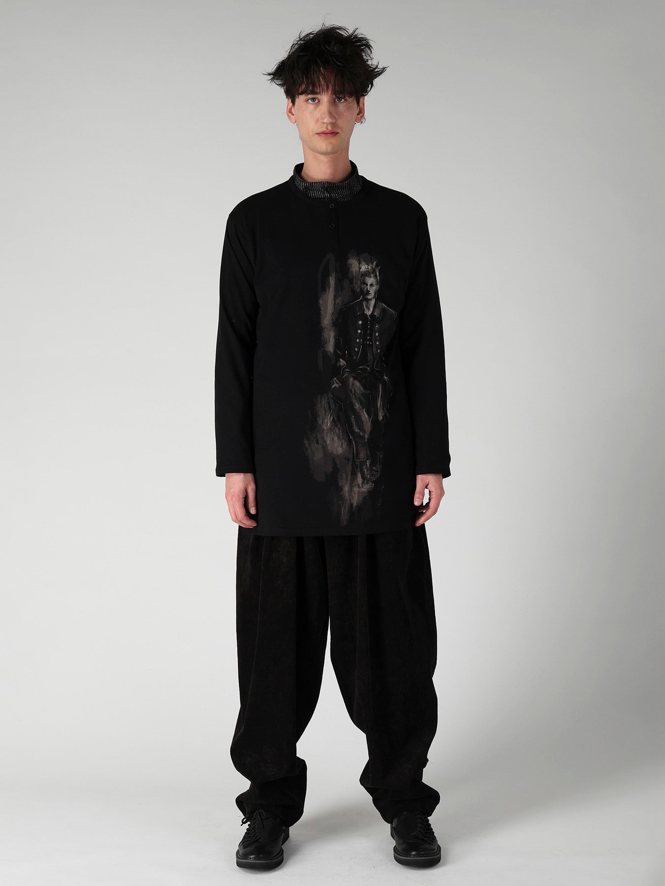 SINGLE JERSEY HENRY NECK LONG SLEEVE C/S