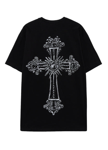 GOTHIC ANTIQUE CROSS PRINTED TEE