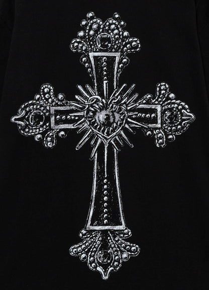 GOTHIC ANTIQUE CROSS PRINTED TEE