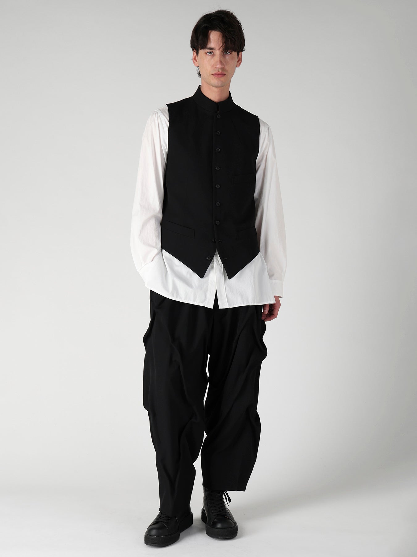 WOOL GABARDINE LAYERD LAPEL VEST – THE SHOP YOHJI YAMAMOTO