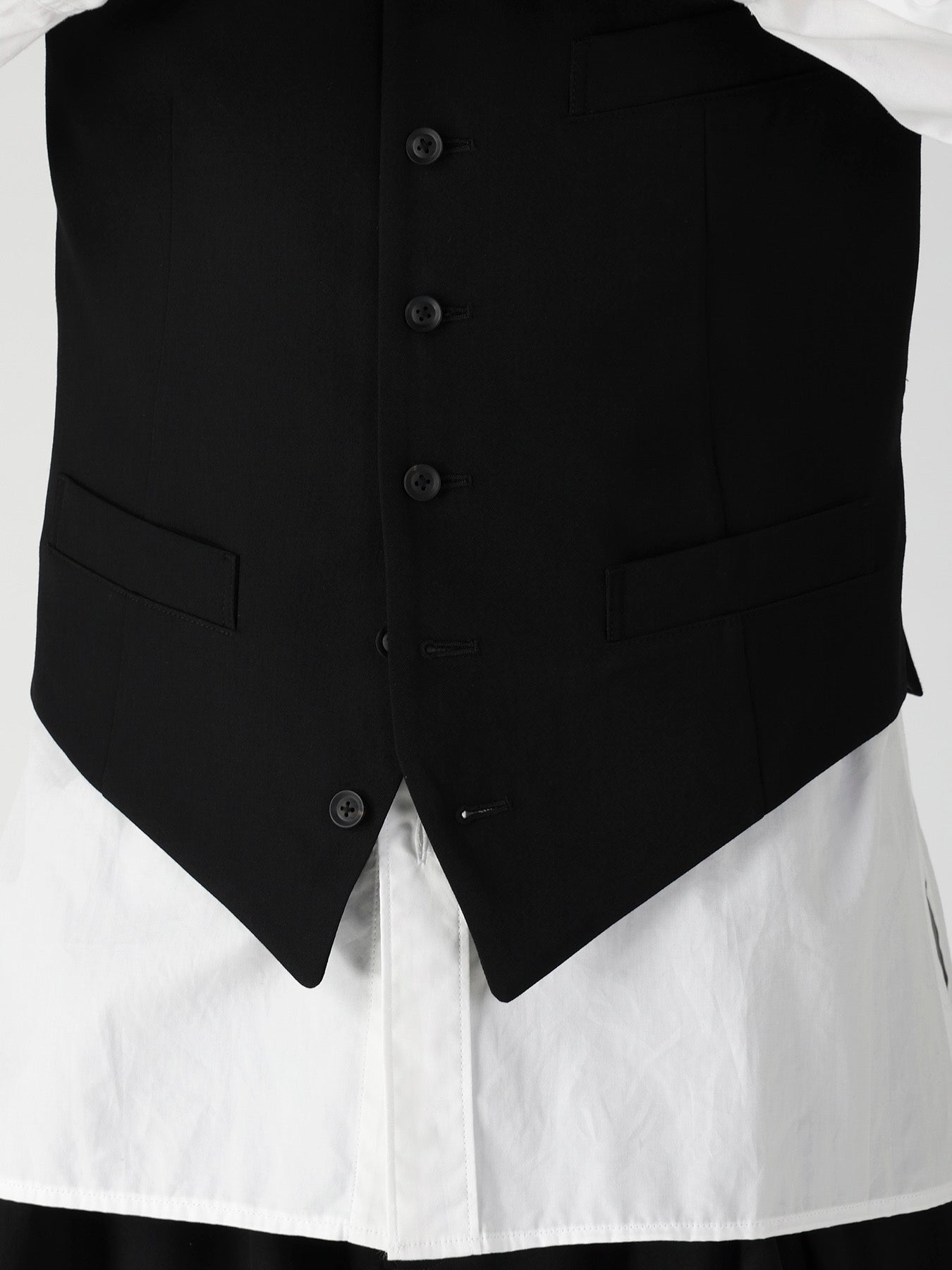 WOOL GABARDINE LAYERD LAPEL VEST – THE SHOP YOHJI YAMAMOTO