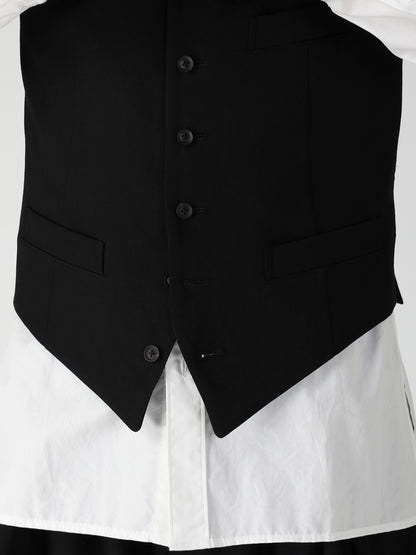 WOOL GABARDINE LAYERD LAPEL VEST