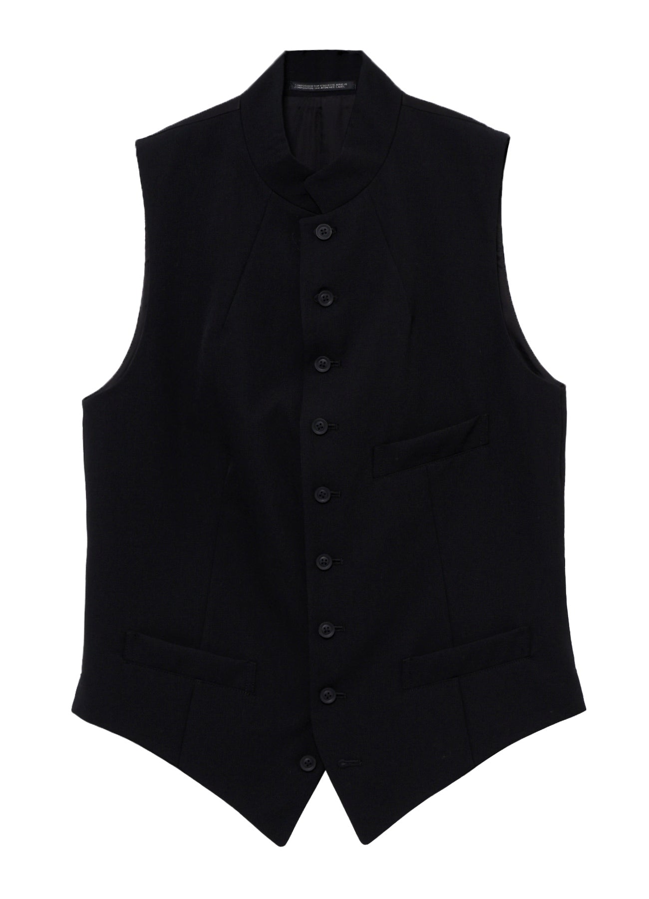 WOOL GABARDINE LAYERD LAPEL VEST