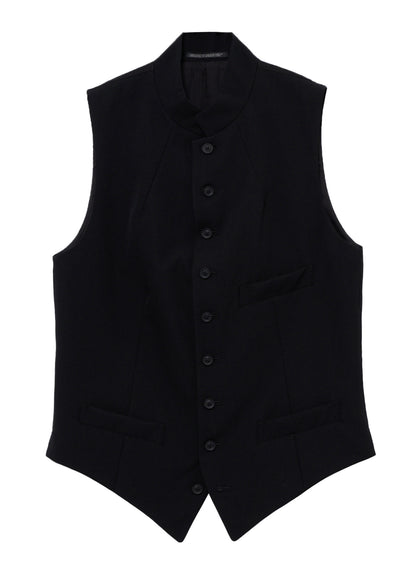 WOOL GABARDINE LAYERD LAPEL VEST
